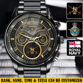 Customized British Veteran Military Insignia & Rank Gold Watch with Personalized Name & Service Dates