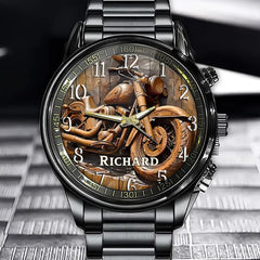 Rustic Wheels - Custom Woodgrain Motorcycle Watch