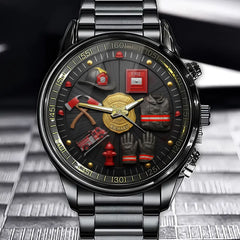 Guardian of Flames Personalized Watch - Your Name in the Firefighter's Badge