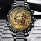 Personalized Wolf Head Watch – Custom Name Plaque, Bold Statement Style